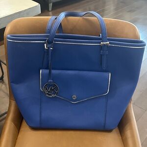 Michael Kors Royal Blue Tote with White Accents